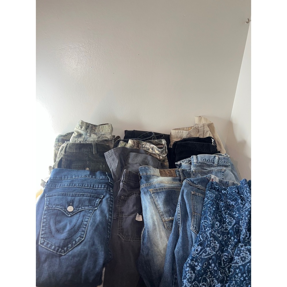 Mens Resell Lot 36x32/34 True Religion Jeans Harlem Globetrotters Camo Fubu Y2K